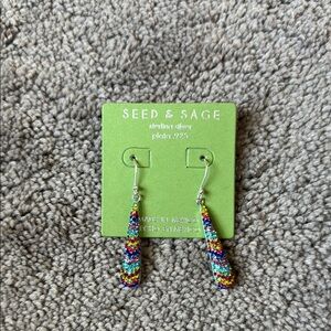 Seed & Sage Sterling Silver 925 Multicolor Beaded Dangle Drop Earrings